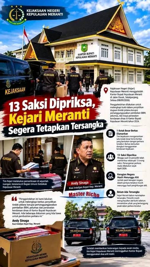 KEJARI meranti geledah kantor bupati meranti terkait dugaan korupsi bbm dan perawatan kendaraan dinas